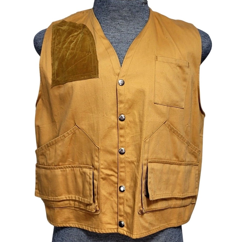 Vintage‎ Newco Hunting Shooting Vest XL Tan Cotton Canvas Game Bag 1980s Utility